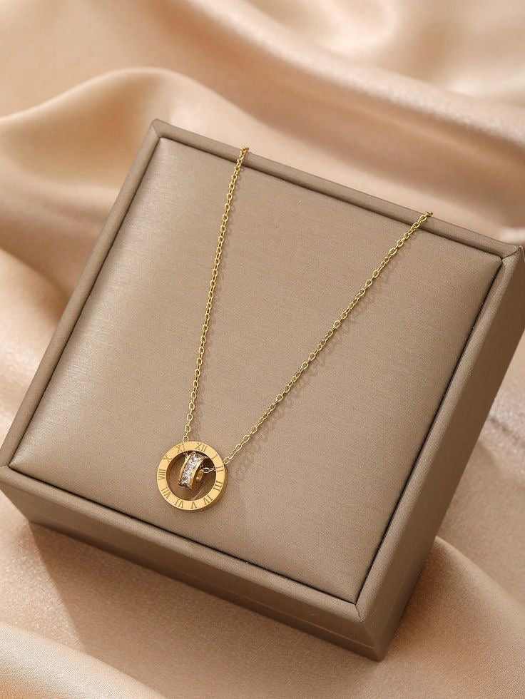 Collier 2 en 1 strass chiffre romain