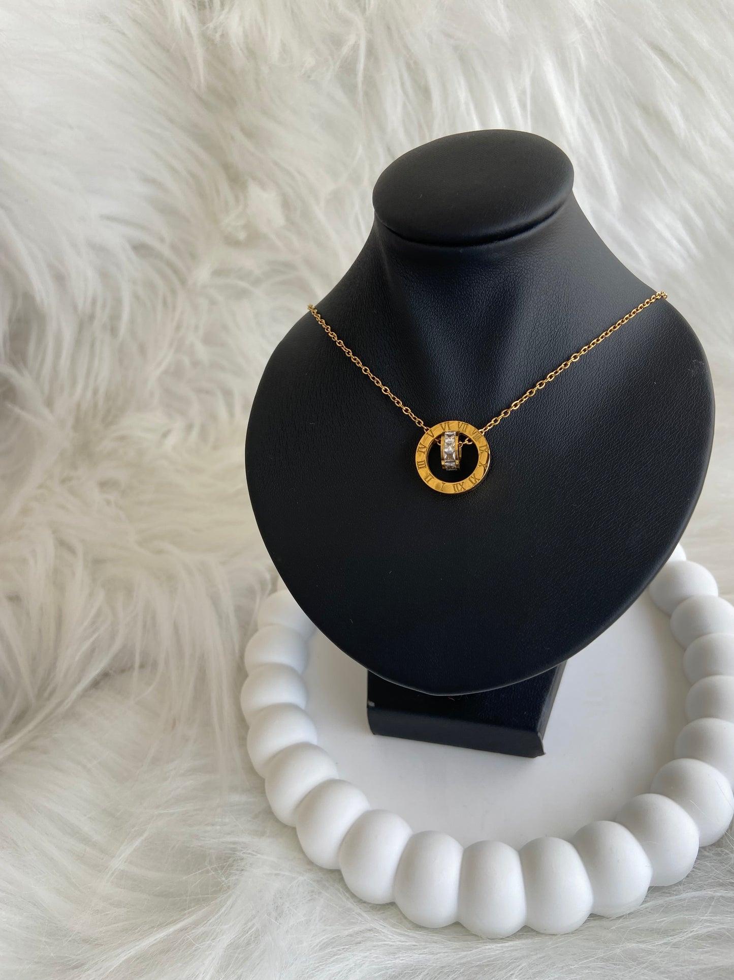 Collier 2 en 1 strass chiffre romain