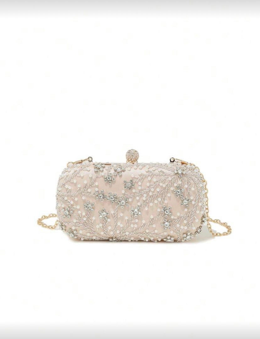 Clutch beige / argenté