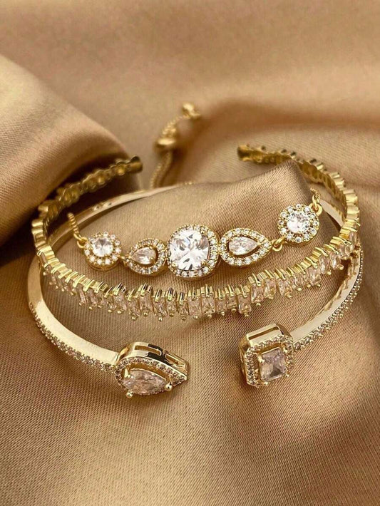 Lot de 3 bracelets Zircon Cubique Dorée