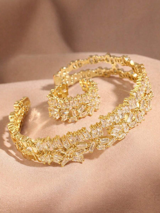 Ensemble Bracelet et Bague en Zircon Dorée