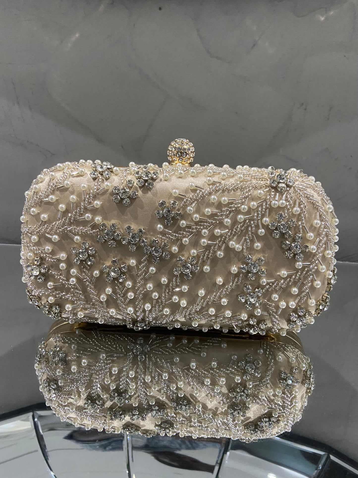 Clutch beige / argenté