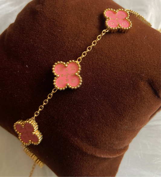 Van cleef Rose foncé x strass Lv dorée