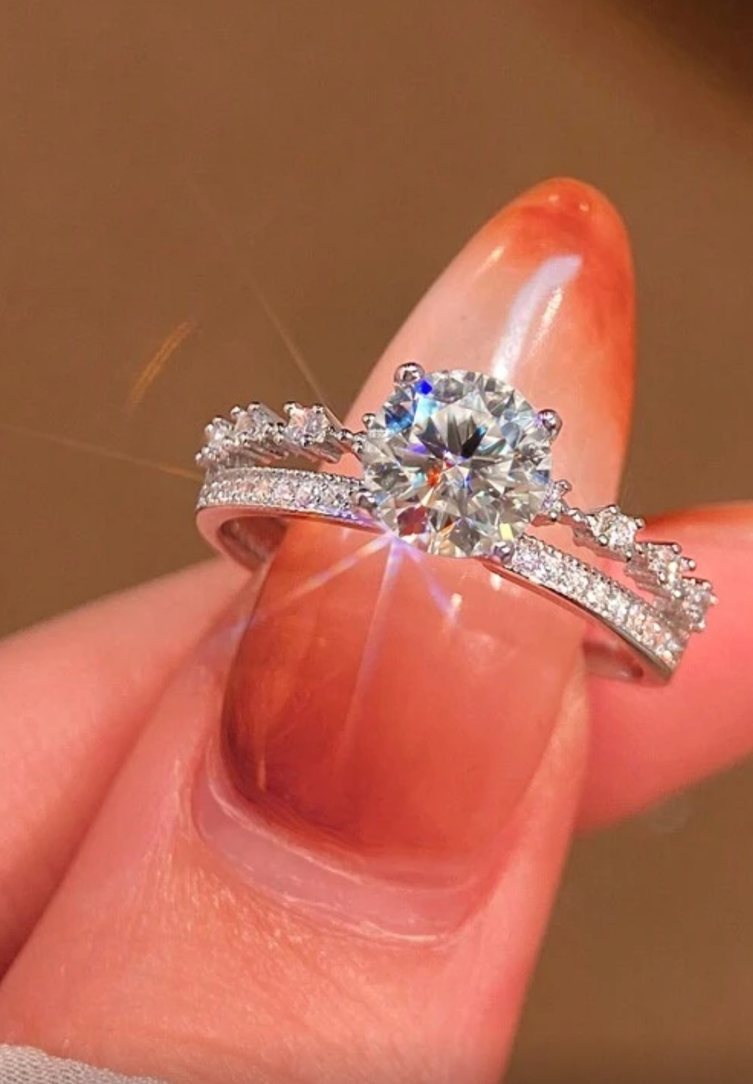 Bague en argent + boîte rouge led