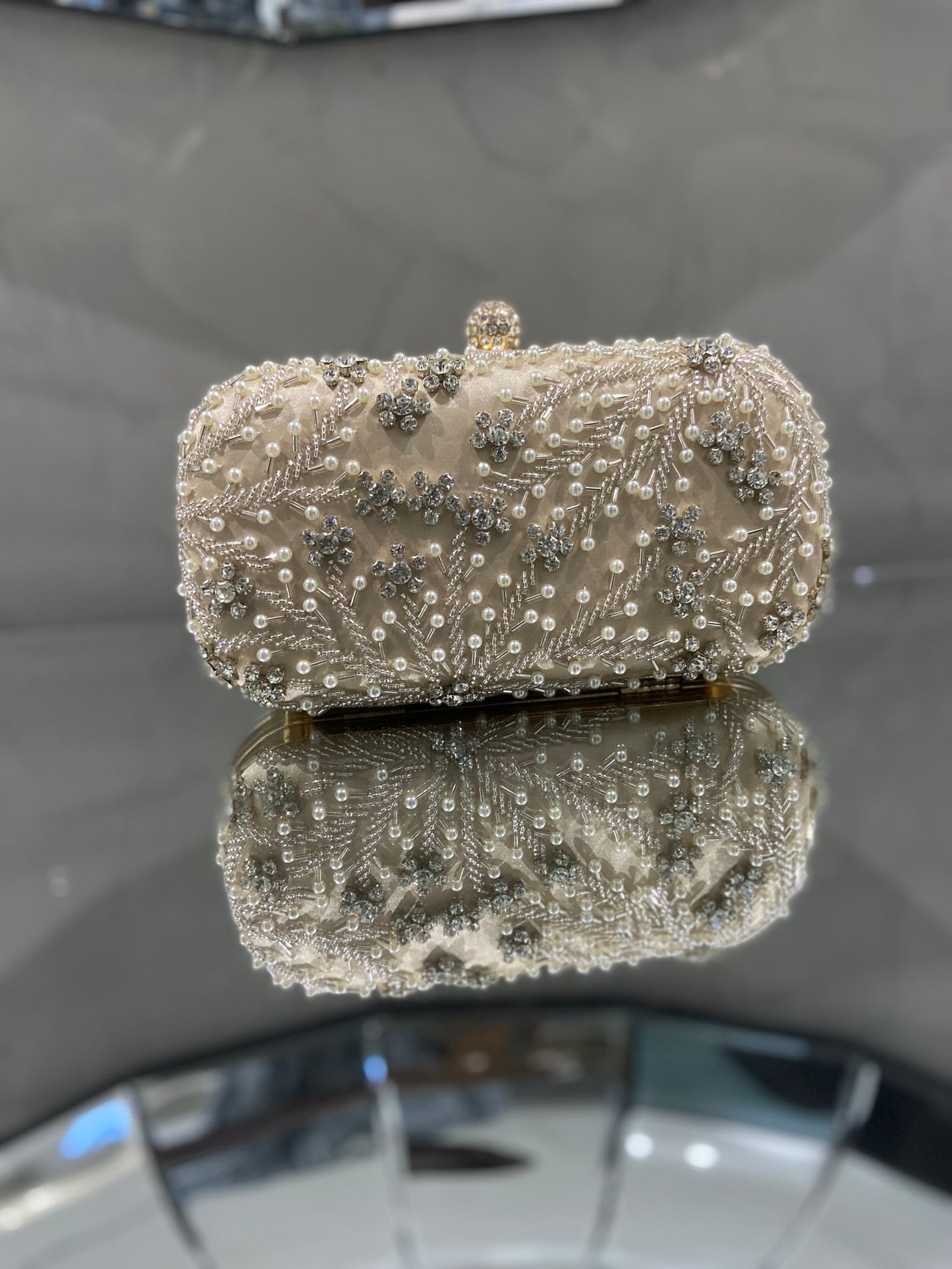 Clutch beige / argenté