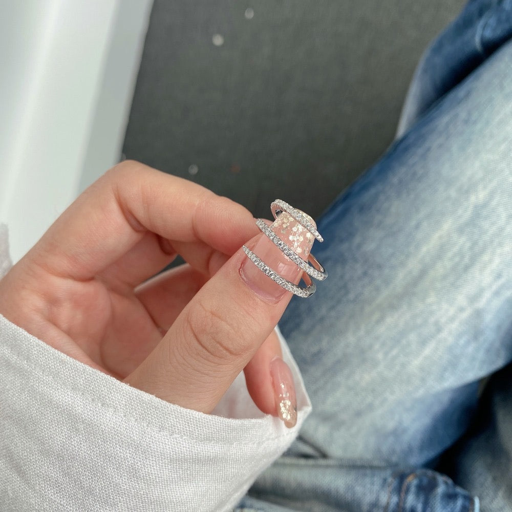 Bague en argent 3 couches + box led